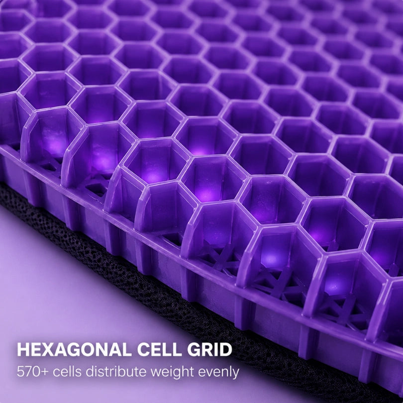 Macro view of the Miravae honeycomb cells flexing under pressure