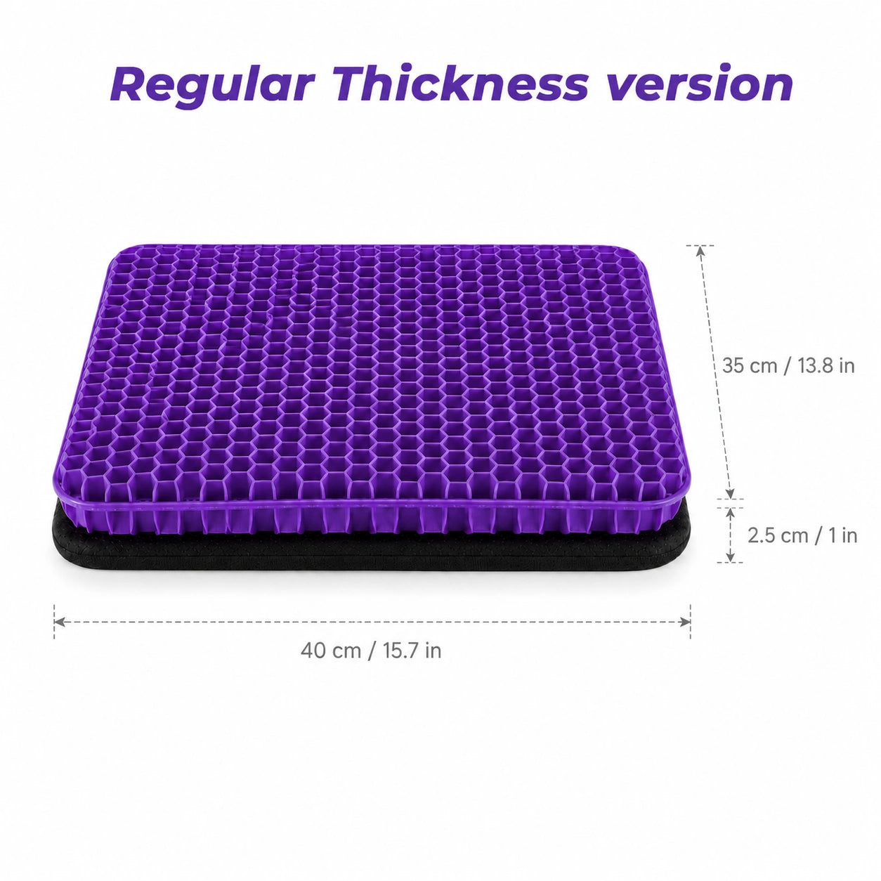 Regular thickness Miravae cushion measuring 40 x 35 cm and 2.5 cm thick