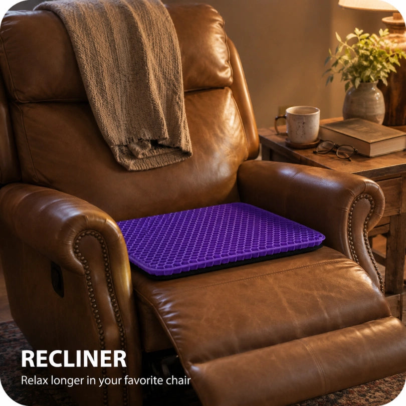 Miravae cushion on a brown leather recliner